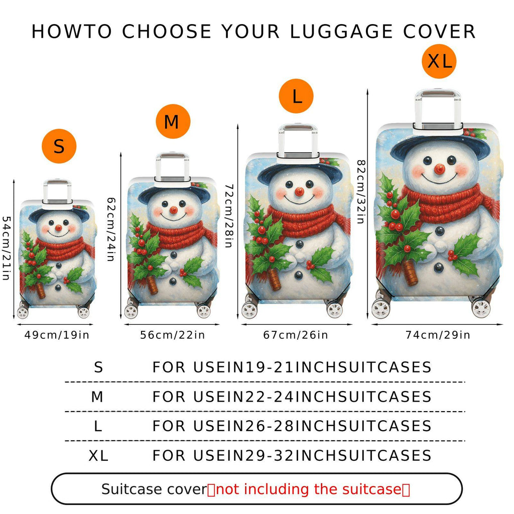 1-Piece Snowman Christmas Winter Holiday Festive Cheer  Suitcase Luggage Cover, Stretch Protective Sleeve