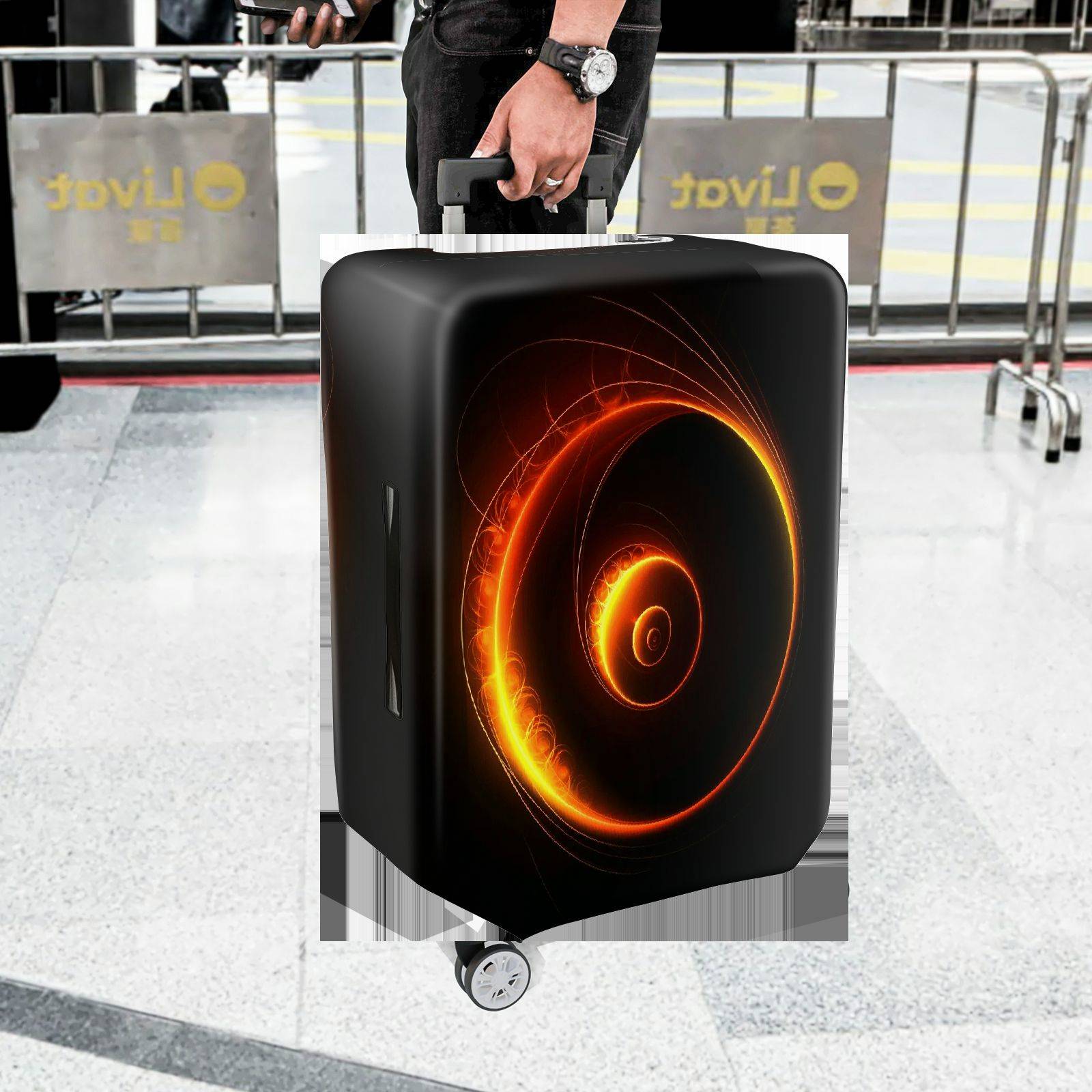 1-Piece Spiral Cosmic Abstract Vibrant Colorful Luminous  Suitcase Luggage Cover, Stretch Protective Sleeve