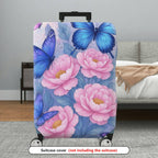 1-Piece Butterfly Floral Purple Pink Blue  Suitcase Luggage Cover, Stretch Protective Sleeve
