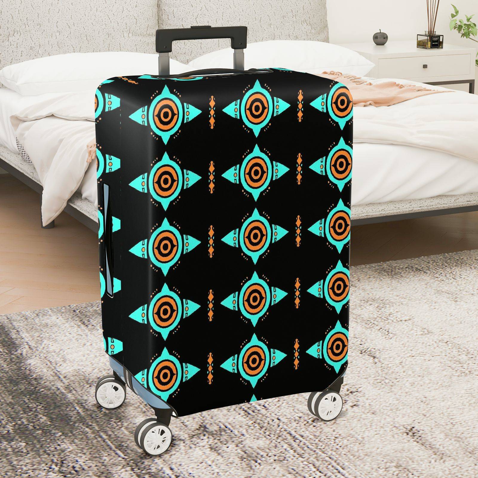1-Piece Geometric Abstract Tribal Ethnic Modern Unique  Suitcase Luggage Cover, Stretch Protective Sleeve