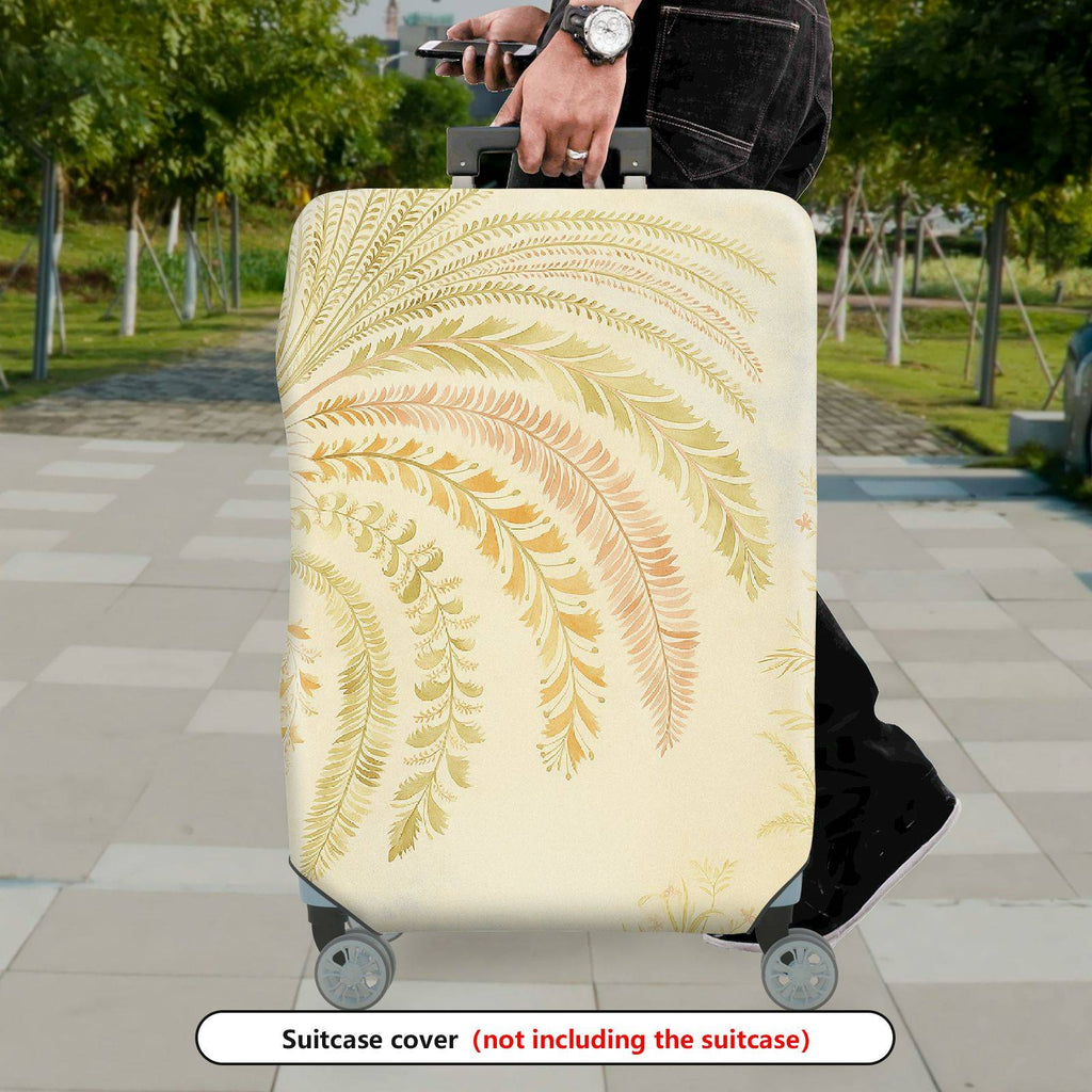 1-Piece Abstract Elegant Botanical Beige Floral  Suitcase Luggage Cover, Stretch Protective Sleeve