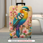 1-Piece Bird Floral Colorful Elegant Artistic Unique  Suitcase Luggage Cover, Stretch Protective Sleeve