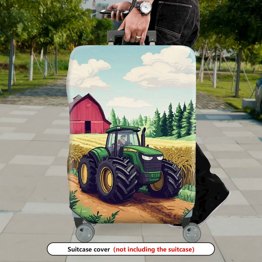 1-Piece Farm Tractor Barn Field Countryside Landscape  Suitcase Luggage Cover, Stretch Protective Sleeve