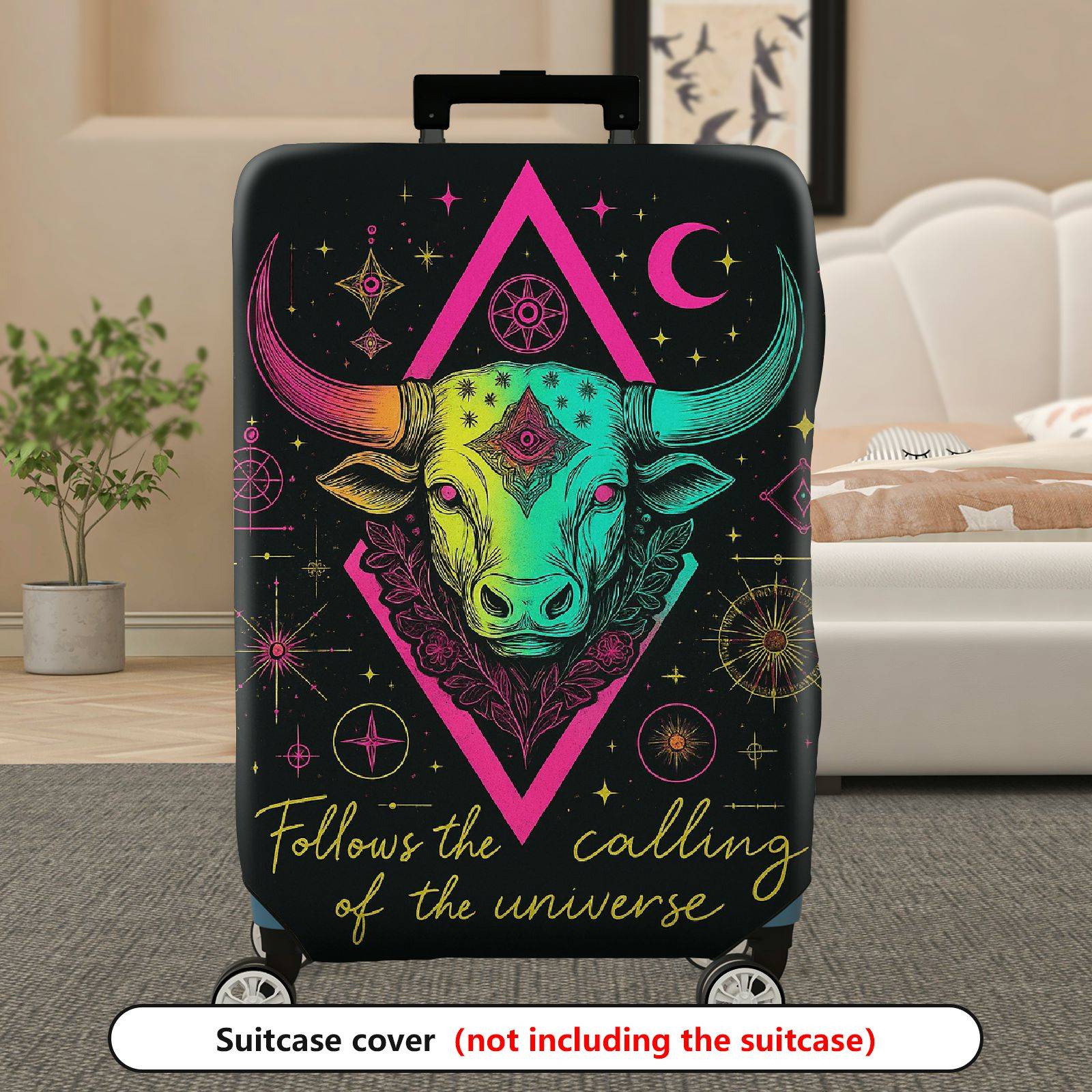 1-Piece Zodiac Bull Astrology Cosmic Universe Star  Suitcase Luggage Cover, Stretch Protective Sleeve