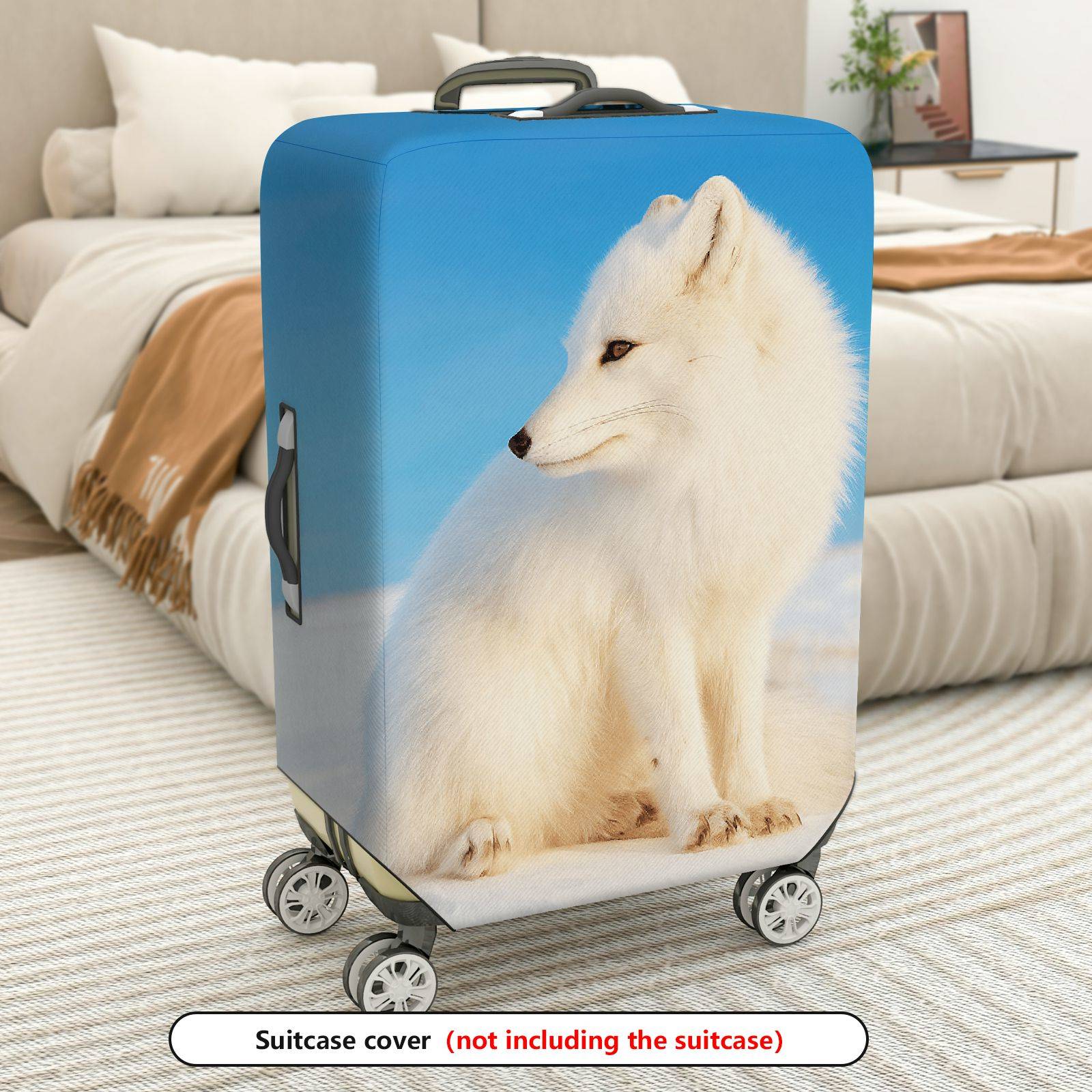 1-Piece Arctic Fox Winter Blue White Nature Animal  Suitcase Luggage Cover, Stretch Protective Sleeve