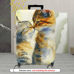 1-Piece Abstract Watercolor Cat Couple Animal Art  Suitcase Luggage Cover, Stretch Protective Sleeve