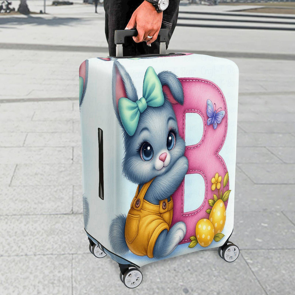 1-Piece Cute Rabbit Easter Art Colorful Decorative  Suitcase Luggage Cover, Stretch Protective Sleeve