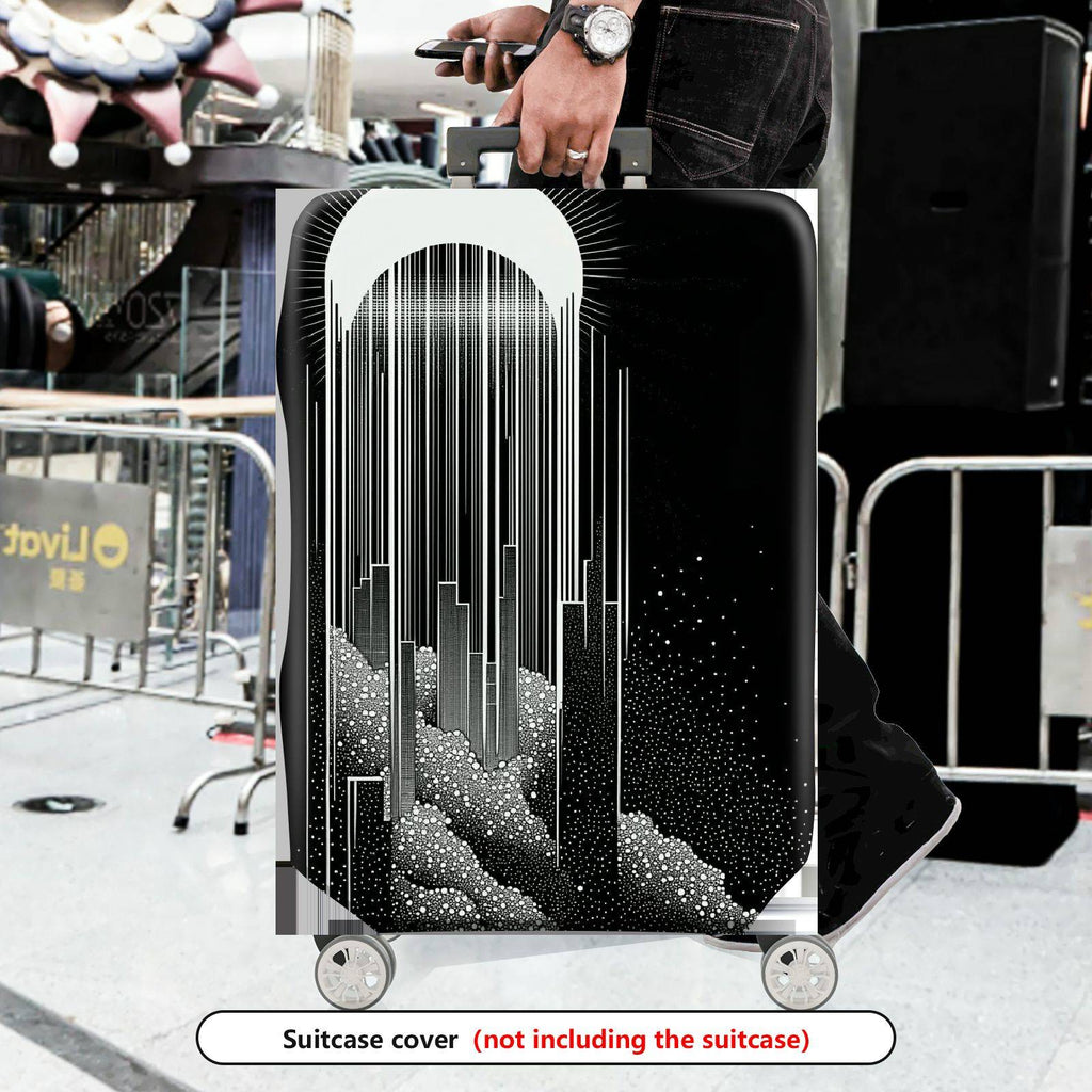 1-Piece Black White Abstract Geometric Futuristic Minimalistic  Suitcase Luggage Cover, Stretch Protective Sleeve