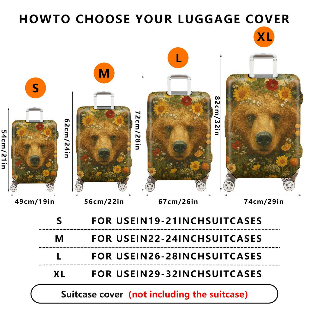 1-Piece Animal Flower Nature Wildlife Art Vintage  Suitcase Luggage Cover, Stretch Protective Sleeve