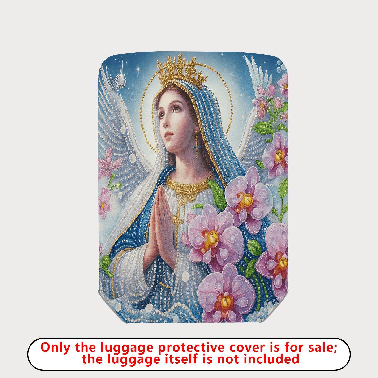 1-Piece Angel Floral Crown Orchid Praying Halo Religious  Suitcase Luggage Cover, Stretch Protective Sleeve