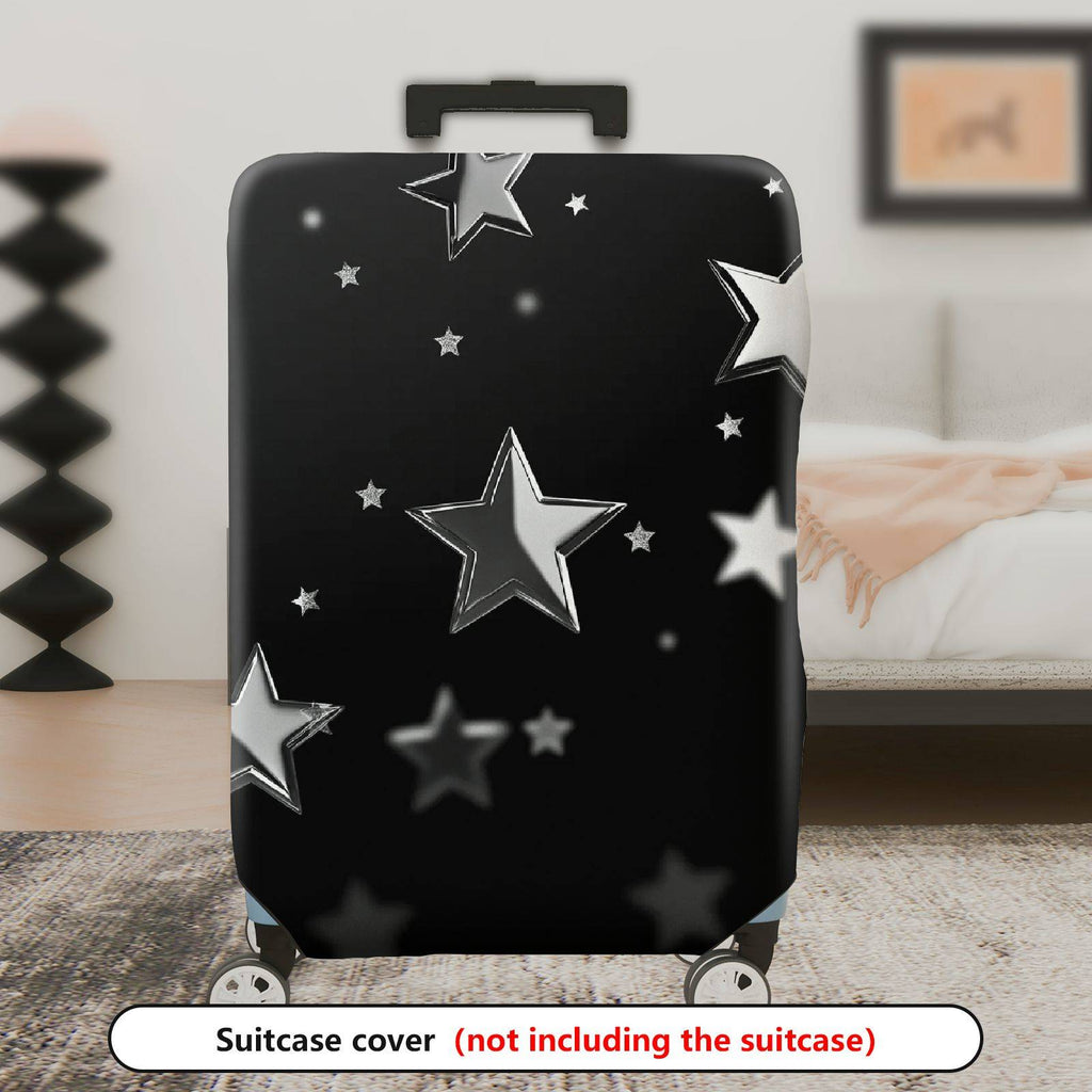 1-Piece Starry Night Black Silver Cosmic Shiny Celestial Astral  Suitcase Luggage Cover, Stretch Protective Sleeve