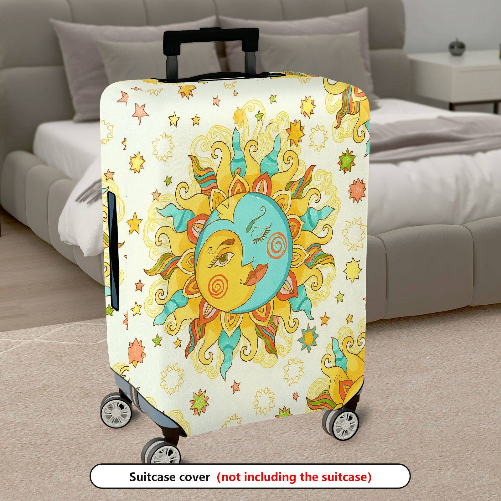 1-Piece Sun Moon Star Astrology Zodiac Abstract Artistic  Suitcase Luggage Cover, Stretch Protective Sleeve
