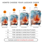1-Piece Abstract Floral Blue Orange Artistic Luggage  Suitcase Luggage Cover, Stretch Protective Sleeve