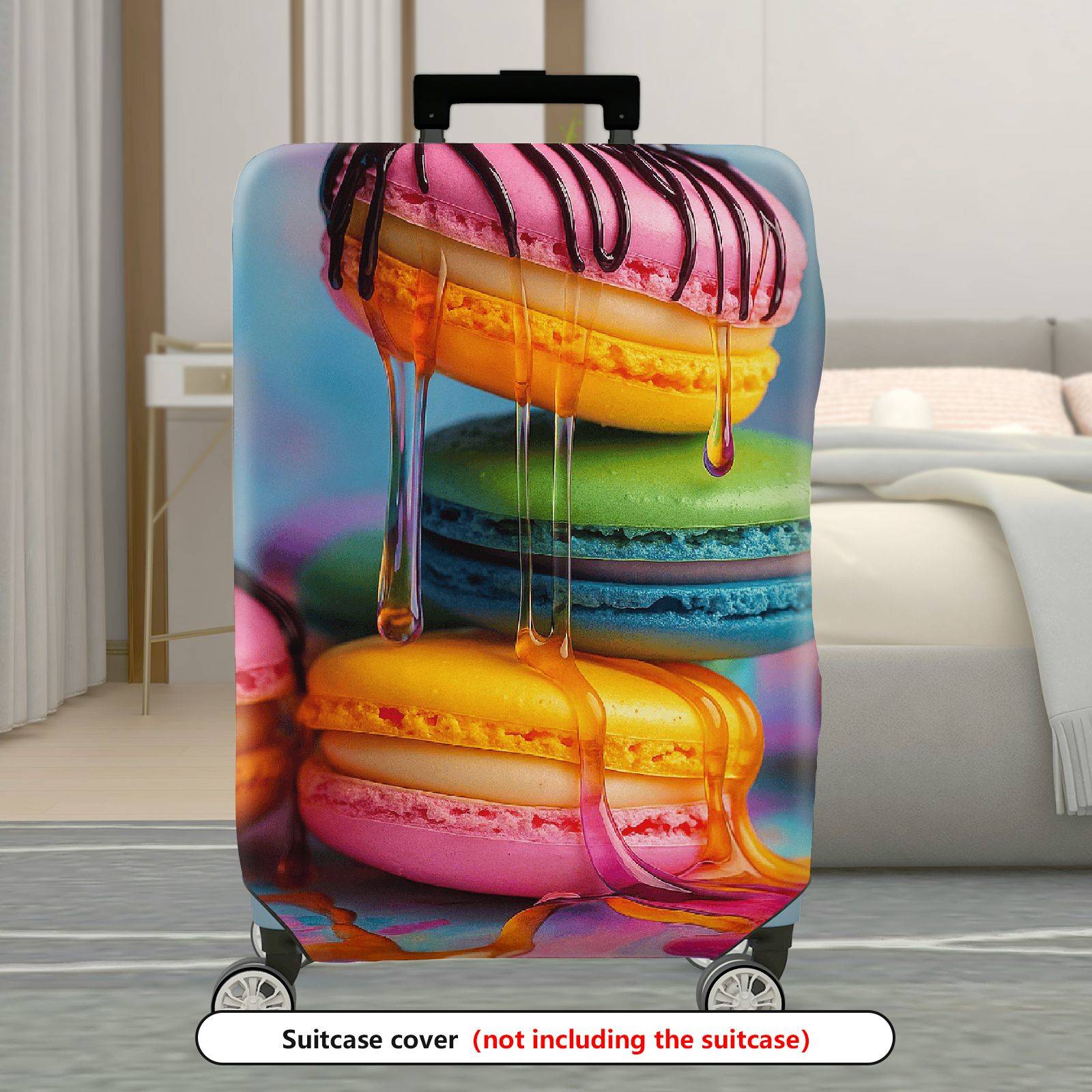 1-Piece Colorful Macaron Drip Design Sweet Pastel Artistic  Suitcase Luggage Cover, Stretch Protective Sleeve