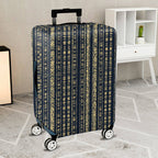 1-Piece Elegant Geometric Pattern Vertical Stripes Blue Gold  Suitcase Luggage Cover, Stretch Protective Sleeve