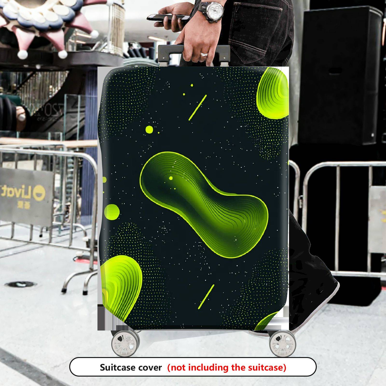 1-Piece Green Abstract  Pattern Cosmic Artistic Travel  Suitcase Luggage Cover, Stretch Protective Sleeve