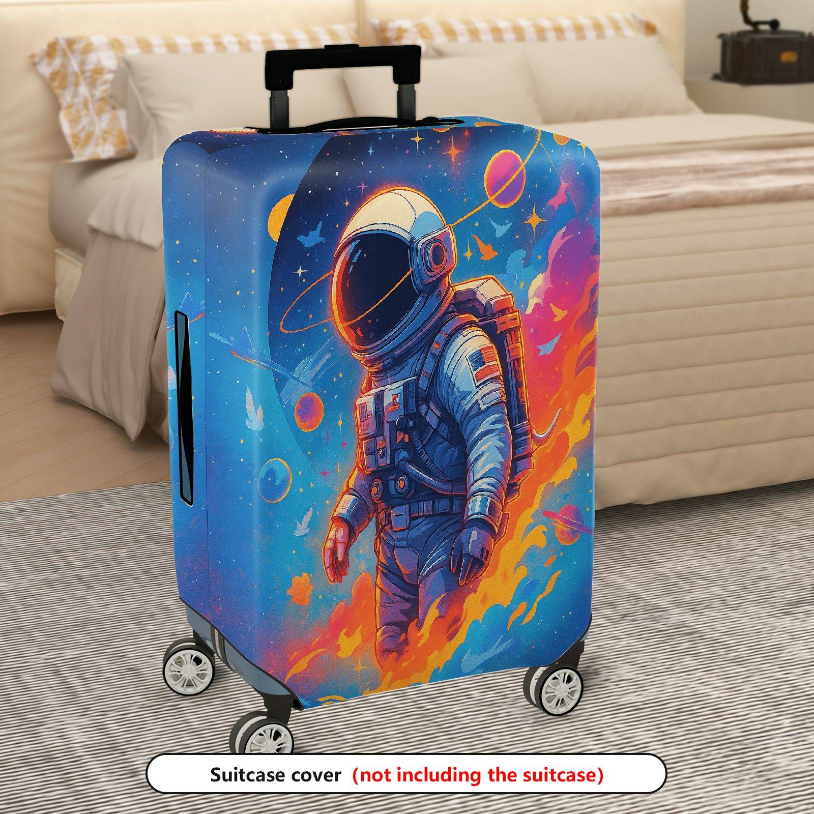 1-Piece Astronaut Space Galaxy Stars Cosmic  Suitcase Luggage Cover, Stretch Protective Sleeve