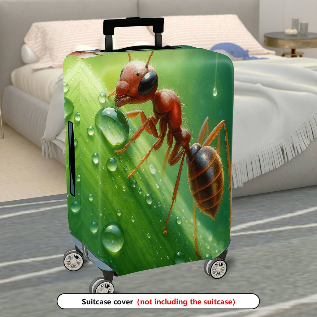 1-Piece Ant Green Nature Dew Leaf Insect  Suitcase Luggage Cover, Stretch Protective Sleeve