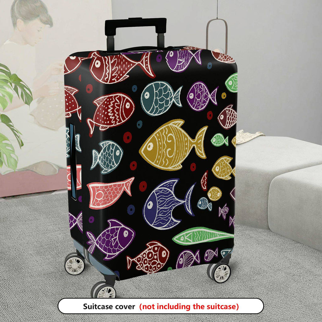 1-Piece Colorful Fish Pattern Ocean  Artistic Vibrant  Suitcase Luggage Cover, Stretch Protective Sleeve