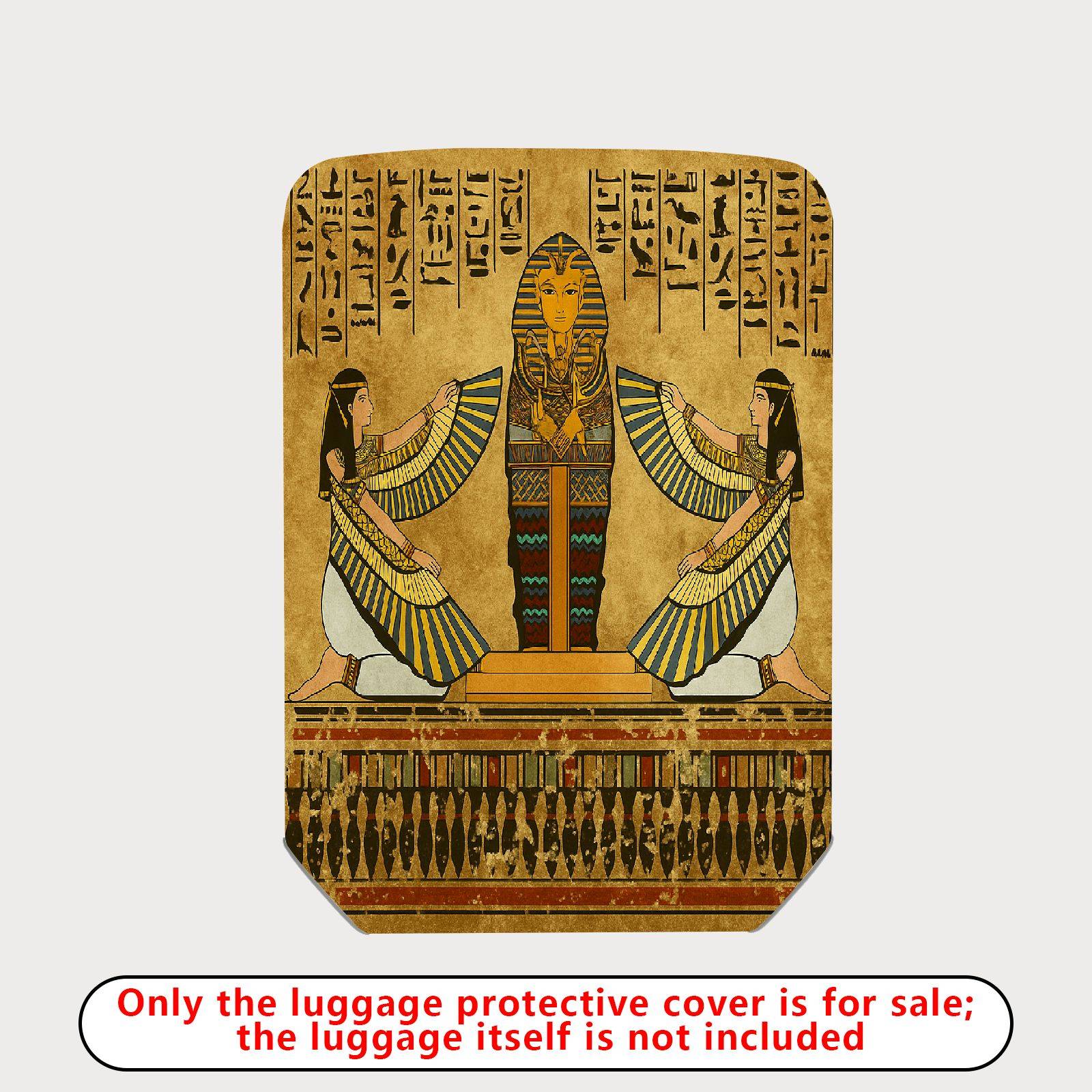 1-Piece Ancient Egyptian Hieroglyphics Pharaoh Cultural Art Deco  Suitcase Luggage Cover, Stretch Protective Sleeve