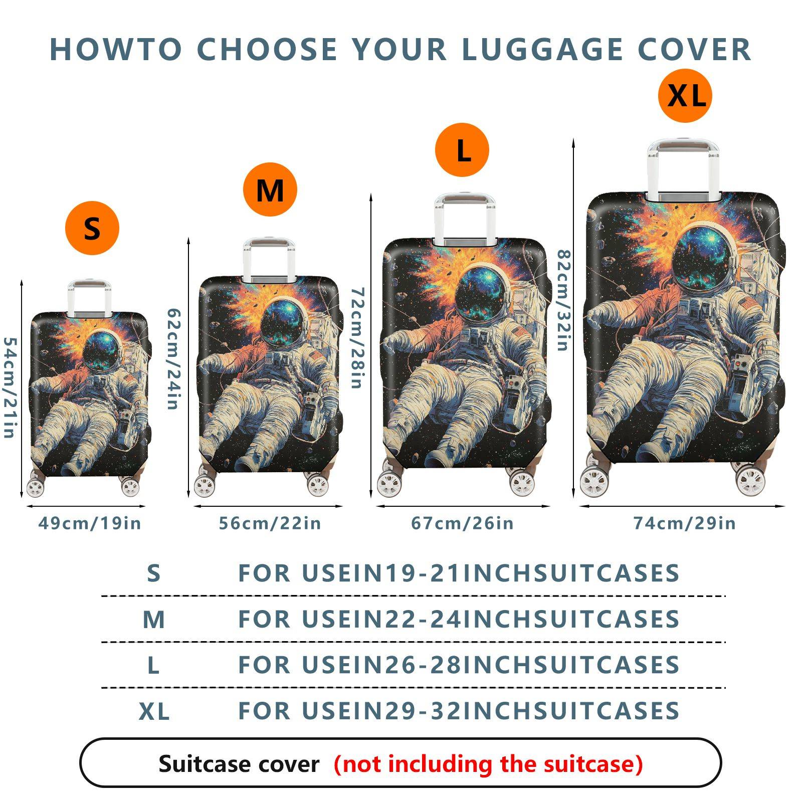 1-Piece Cosmic Astronaut Explosion Galaxy Universe Outer Space  Suitcase Luggage Cover, Stretch Protective Sleeve