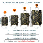 1-Piece Geometric Black Gold Diamond Pattern Abstract Modern Elegant  Suitcase Luggage Cover, Stretch Protective Sleeve