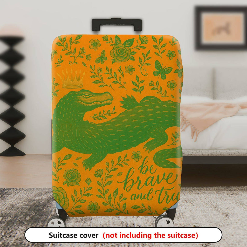1-Piece Alligator Crown Floral Inspirational Text Adventure Animal  Suitcase Luggage Cover, Stretch Protective Sleeve