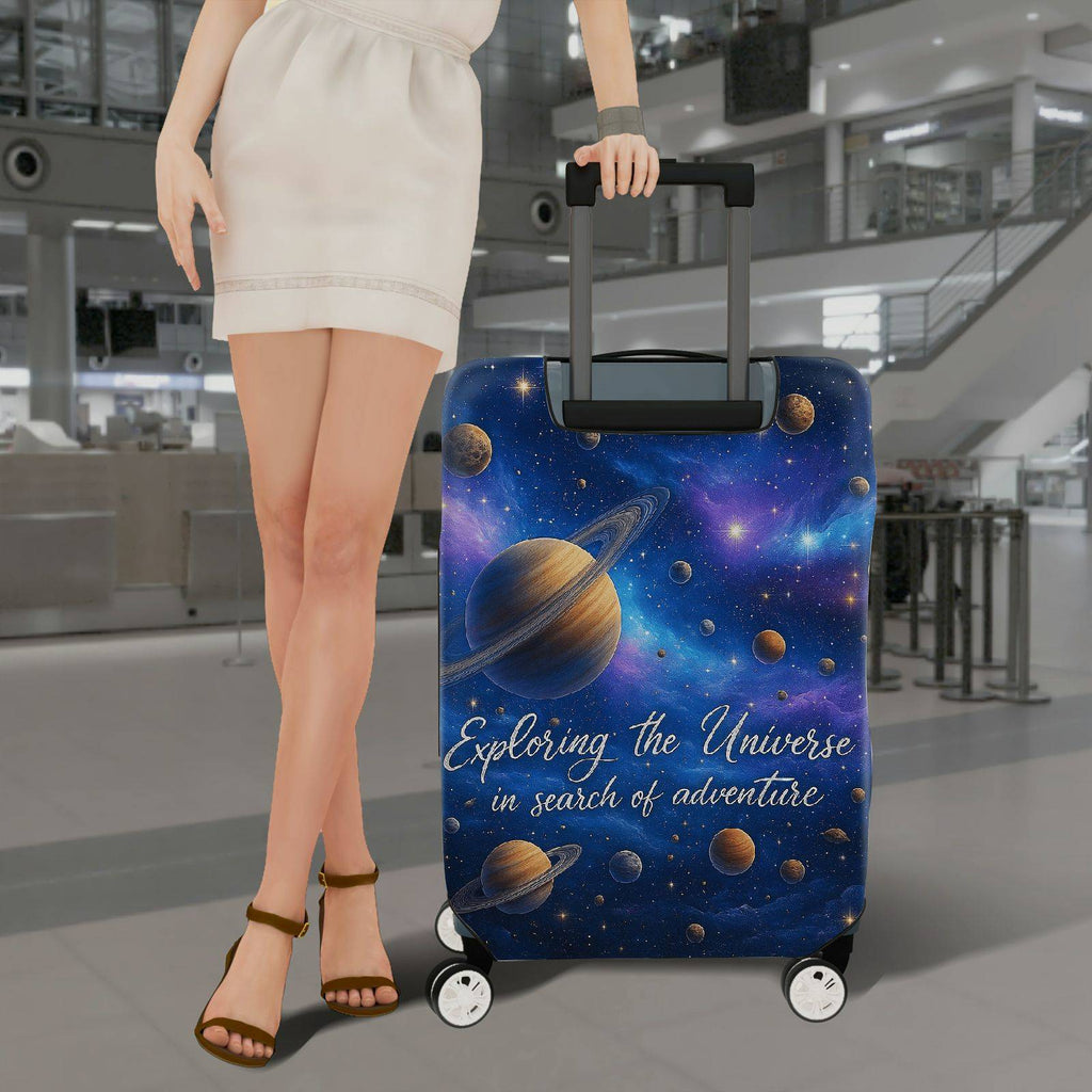 1-Piece Cosmic Galaxy Star Planet Universe Adventure  Suitcase Luggage Cover, Stretch Protective Sleeve