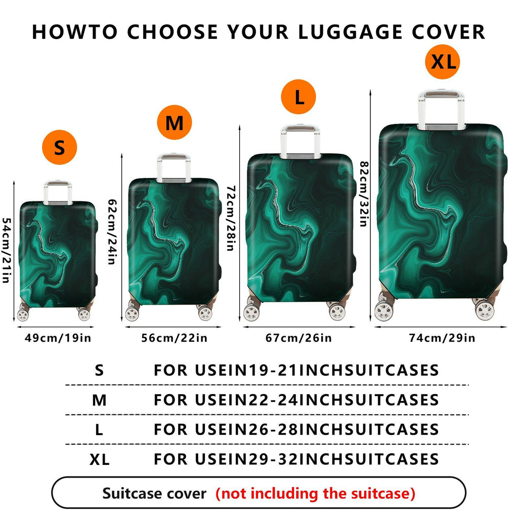 1-Piece Abstract Green Marble Swirl Design  Suitcase Luggage Cover, Stretch Protective Sleeve
