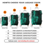 1-Piece Abstract Green Marble Swirl Design  Suitcase Luggage Cover, Stretch Protective Sleeve