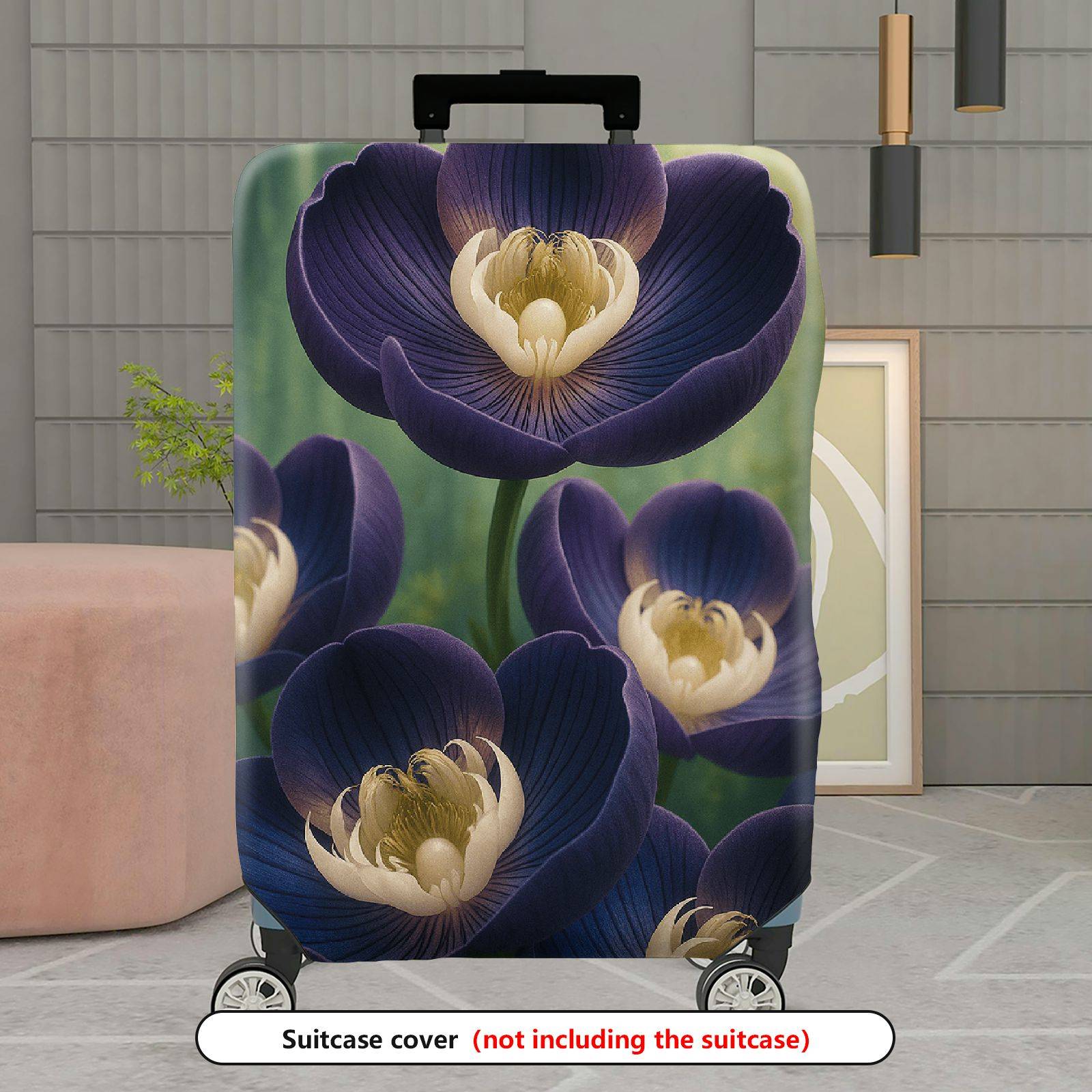 1-Piece Purple Floral Nature Elegant Artistic Beautiful Botanical  Suitcase Luggage Cover, Stretch Protective Sleeve