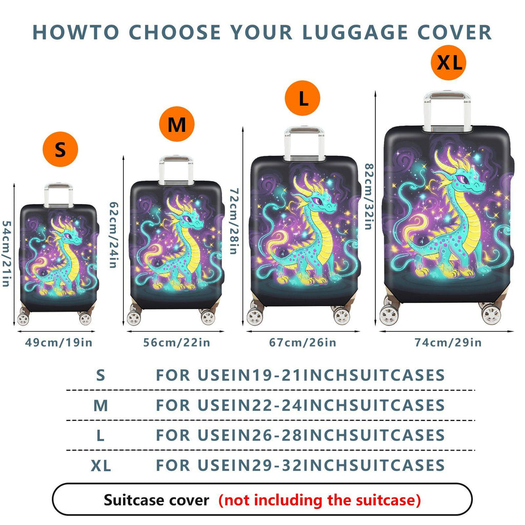1-Piece Fantasy Dragon Starry Night Cosmic Colorful Magical  Suitcase Luggage Cover, Stretch Protective Sleeve