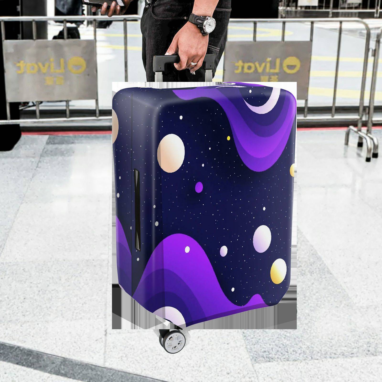 1-Piece Night Sky Galaxy Cosmic Stars Planets Abstract  Suitcase Luggage Cover, Stretch Protective Sleeve