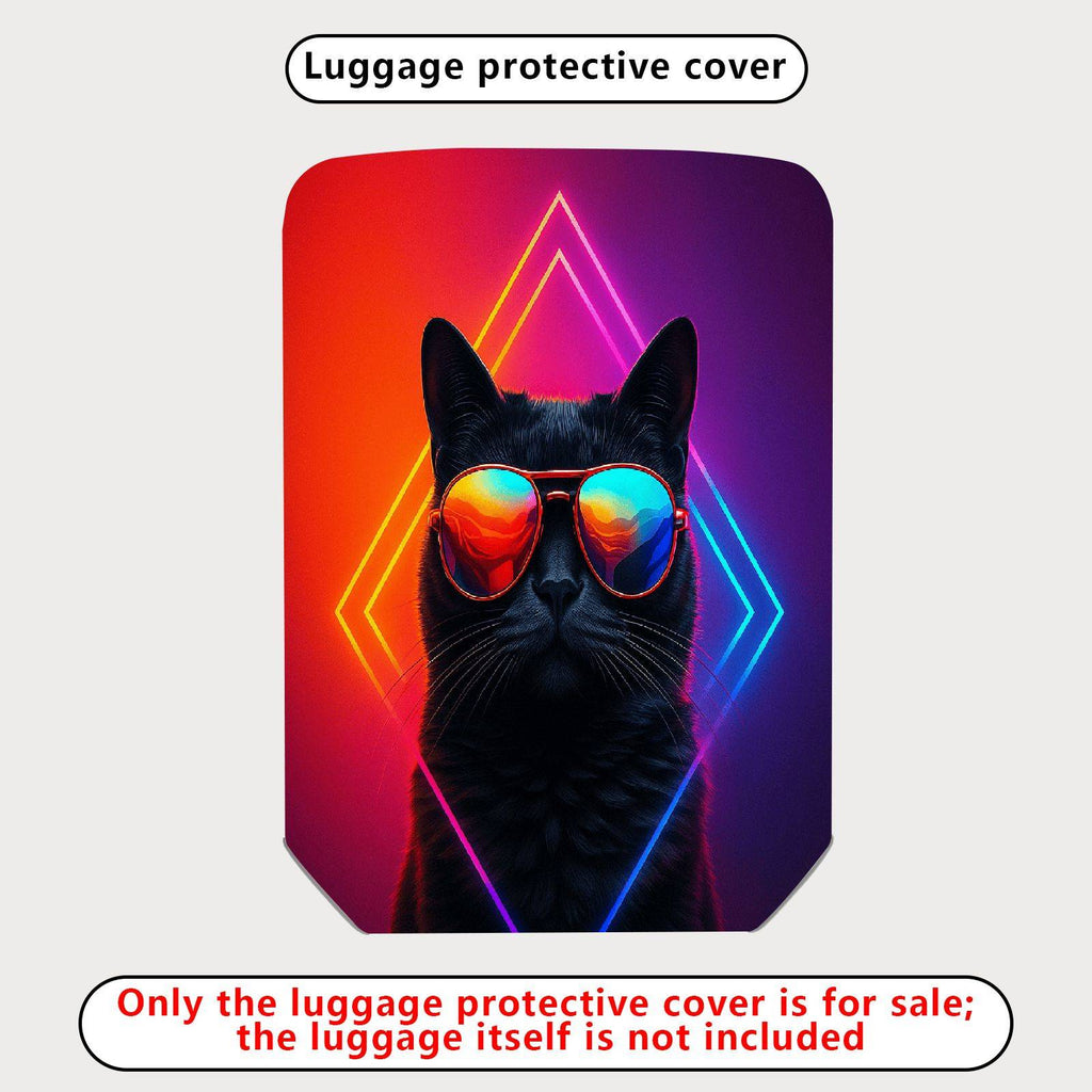 1-Piece Cat Sunglasses  Geometric Cool Trendy  Suitcase Luggage Cover, Stretch Protective Sleeve