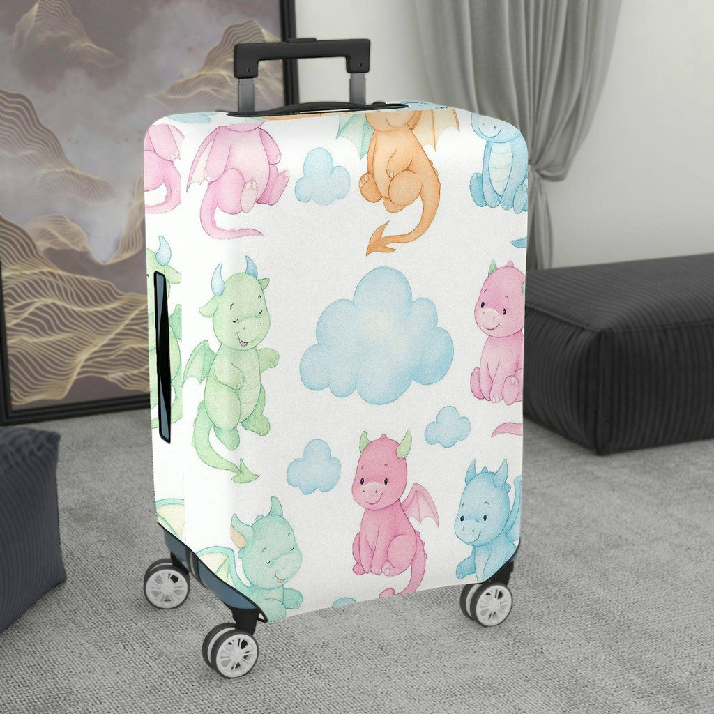 1-Piece Cute Fantasy Dragon Cloud Pastel Colorful  Suitcase Luggage Cover, Stretch Protective Sleeve