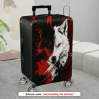 1-Piece Red Black Wolf Animal Abstract Stylish Cool Artistic  Suitcase Luggage Cover, Stretch Protective Sleeve