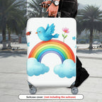 1-Piece Cute Rainbow Bird Clouds Flowers Ladybug  Suitcase Luggage Cover, Stretch Protective Sleeve