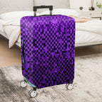 1-Piece Purple Geometric Checkered Abstract Modern Stylish  Suitcase Luggage Cover, Stretch Protective Sleeve