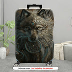 1-Piece Mysterious Wolf Dreamcatcher Tribal Artistic Bohemian  Suitcase Luggage Cover, Stretch Protective Sleeve