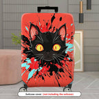 1-Piece Art Cat Splatter Red Black Yellow  Suitcase Luggage Cover, Stretch Protective Sleeve