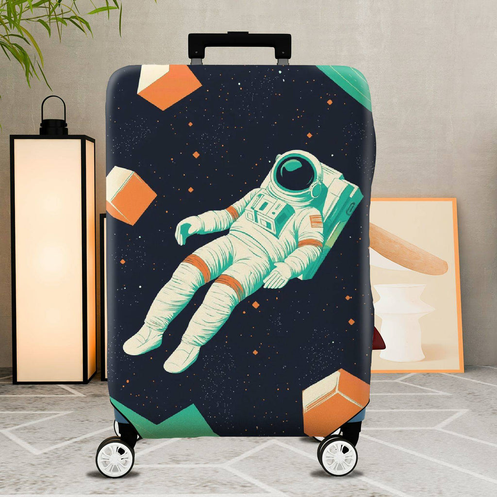 1-Piece Astronaut Space Galaxy Cosmic Floating Cubes  Suitcase Luggage Cover, Stretch Protective Sleeve