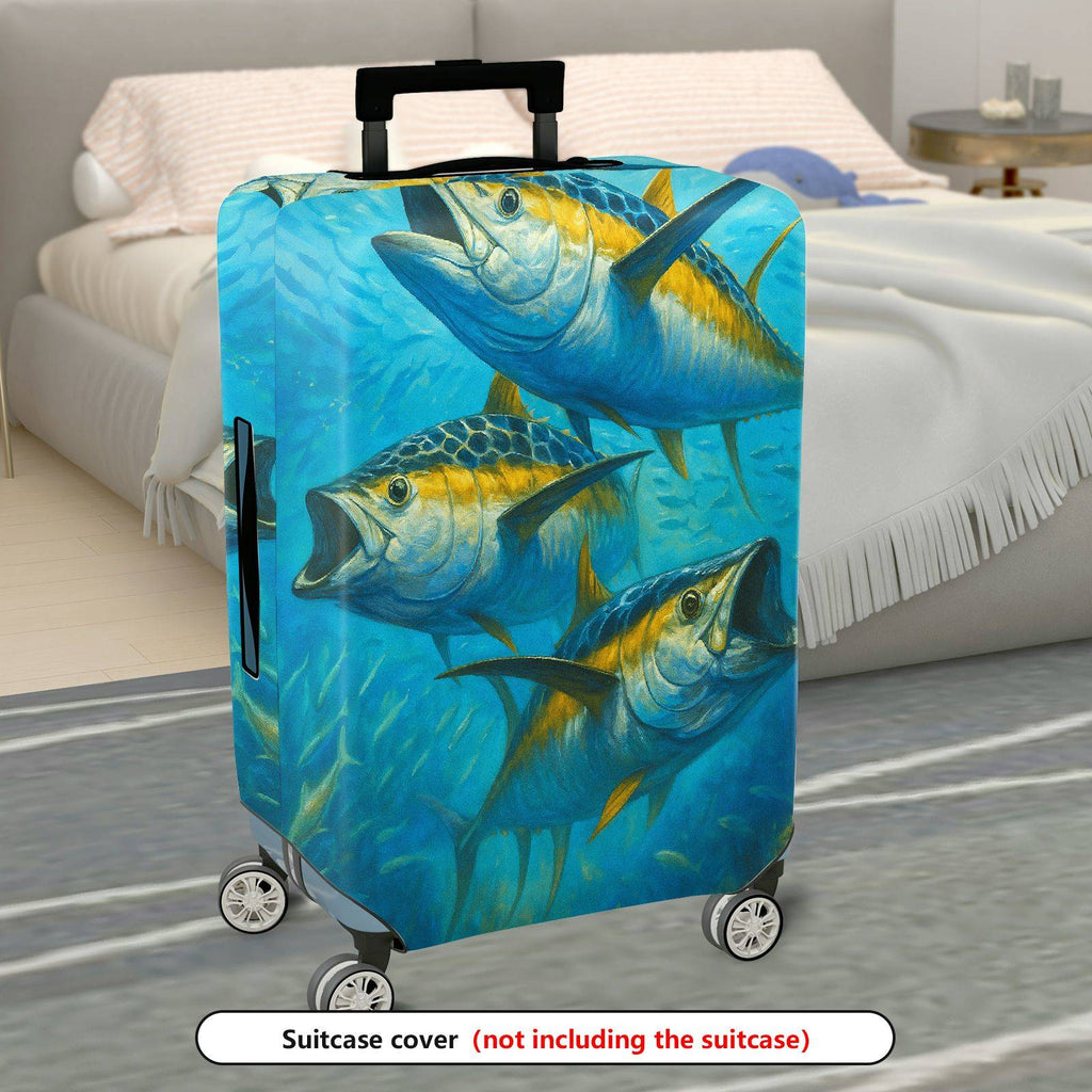 1-Piece Ocean Fish Blue Artistic Vibrant Sea Life Travel  Suitcase Luggage Cover, Stretch Protective Sleeve