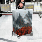 1-Piece Mountain Forest Geometric Red Orange Black  Suitcase Luggage Cover, Stretch Protective Sleeve