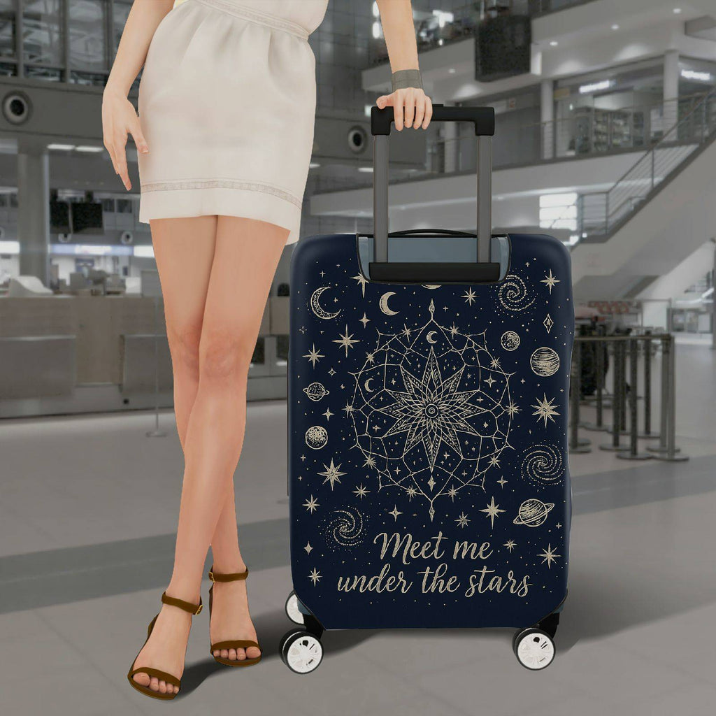1-Piece Celestial Starry Night Moon Galaxy Cosmic  Suitcase Luggage Cover, Stretch Protective Sleeve