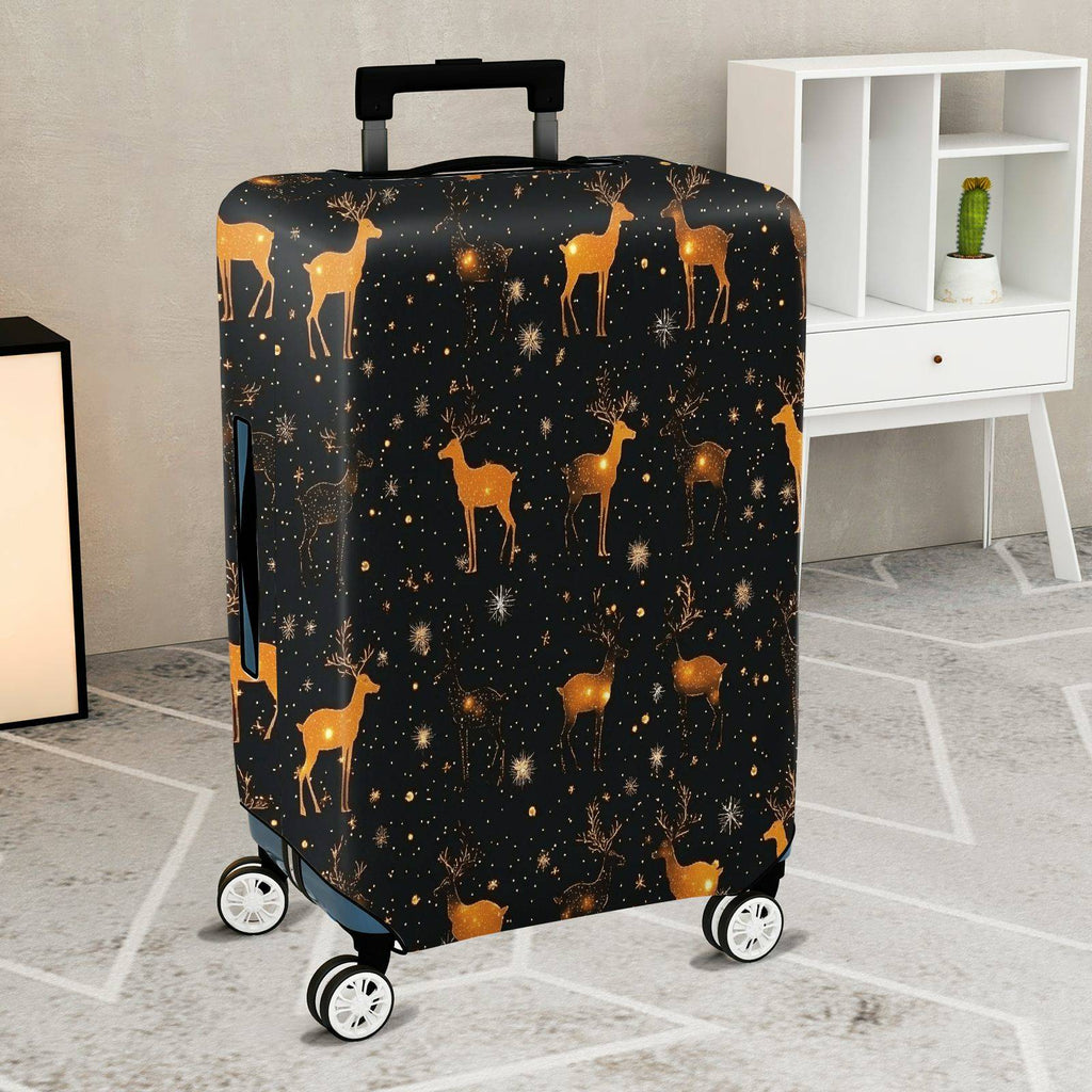 1-Piece Deer Starry Night Festive Cosmic Holiday  Suitcase Luggage Cover, Stretch Protective Sleeve