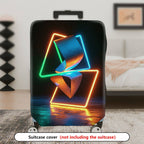 1-Piece Geometric Abstract Art Luminous Vibrant  Suitcase Luggage Cover, Stretch Protective Sleeve