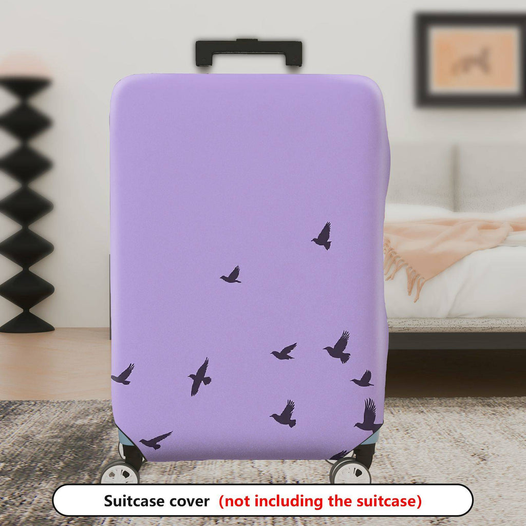 1-Piece Purple Bird Sky Travel Holiday Nature Leisure  Suitcase Luggage Cover, Stretch Protective Sleeve