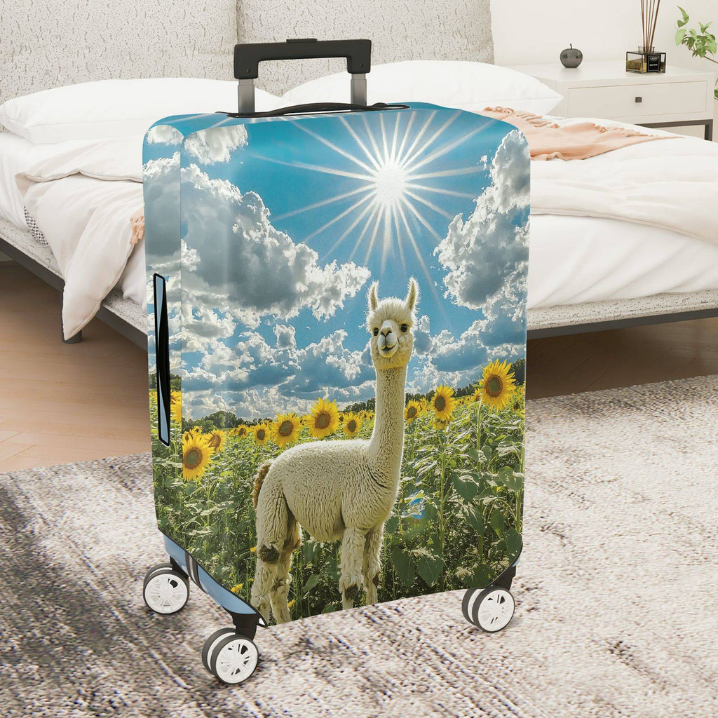 1-Piece Alpaca Sunflower Sky Cloud Nature  Suitcase Luggage Cover, Stretch Protective Sleeve