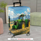 1-Piece Green Tractor Field Mountain Rural Landscape  Suitcase Luggage Cover, Stretch Protective Sleeve