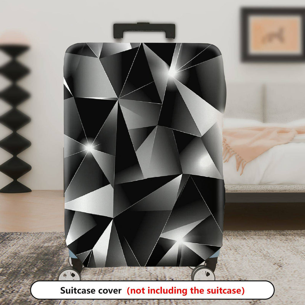 1-Piece Geometric Abstract Black Silver Modern Stylish Elegant  Suitcase Luggage Cover, Stretch Protective Sleeve